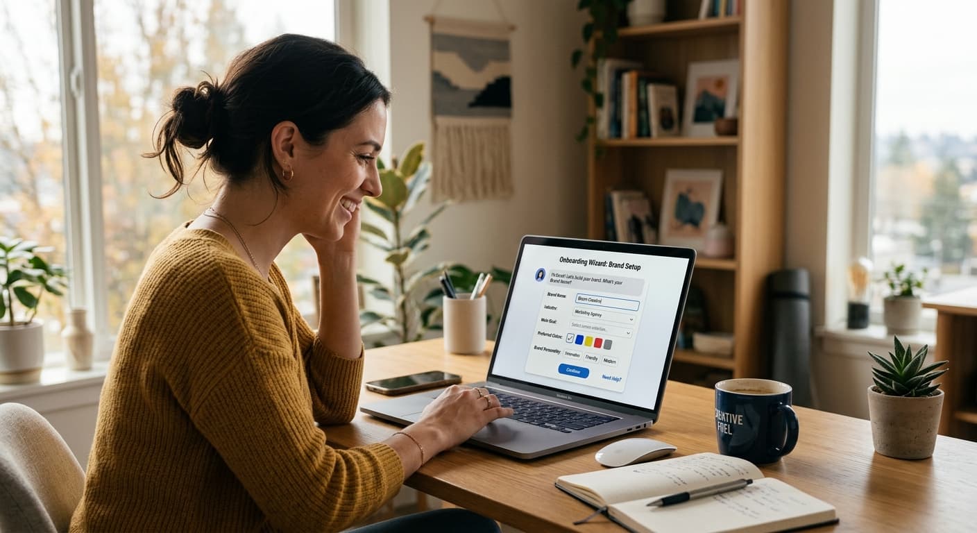 AI-guided brand onboarding wizard