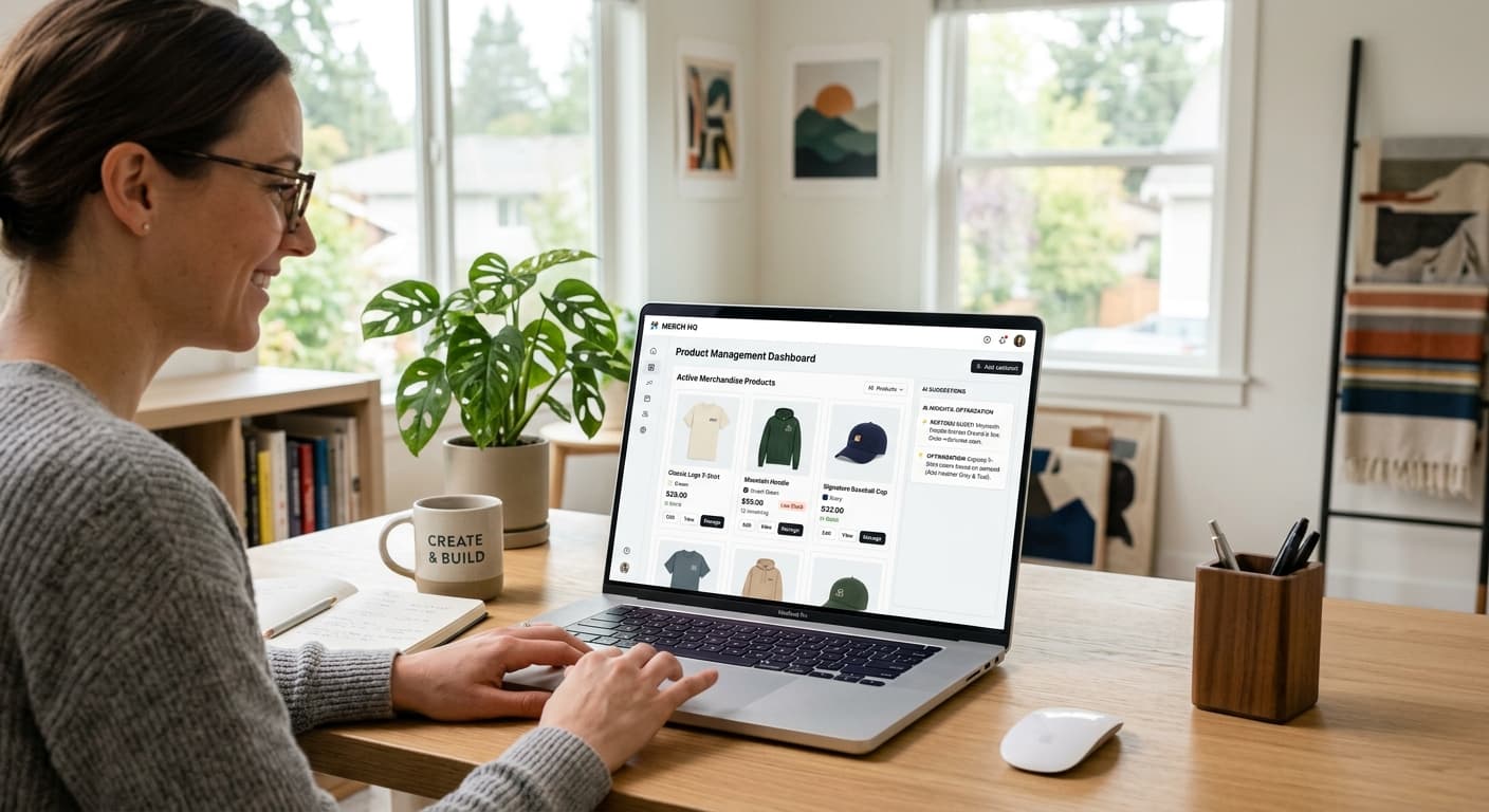 Setting up merch products in the dashboard